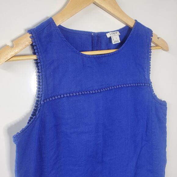 J Crew linen and Cotton blend decorative blue tank top Size 2 - Picture 6 of 6